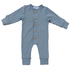 Oem Popular Solid Fall Winter baby Rib bamboo Cotton Snap Jumpsuit Newborn Button Onesie Baby Romper(old)