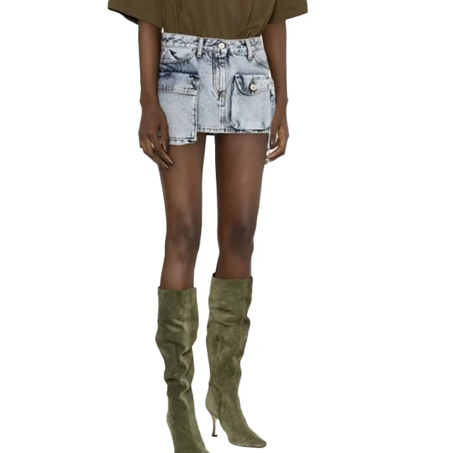 2023 New Arrival Fashion Short Women Skirts Irregular Pocket Cargo Denim Skirt Women Sexy High Street Casual Custom Jean Skirt