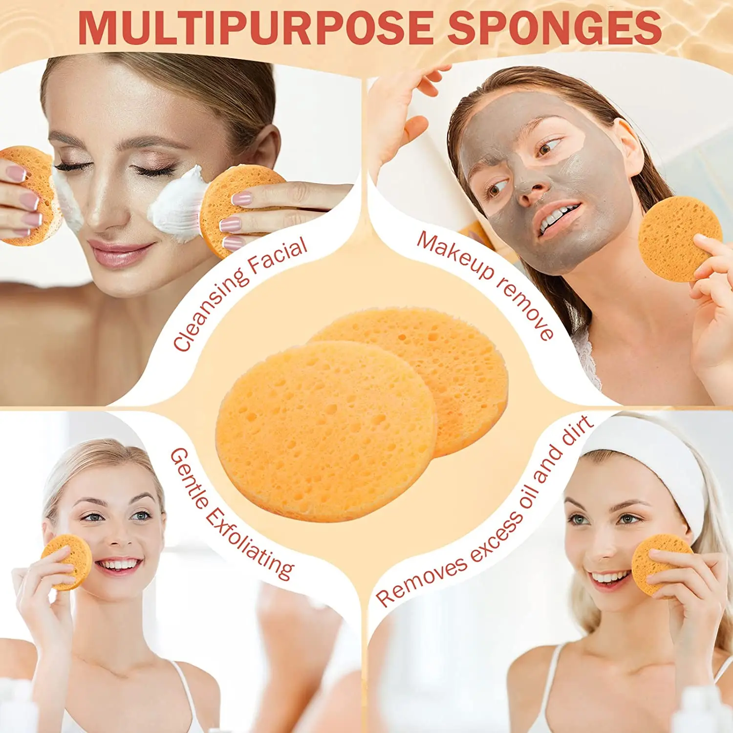2023 China Factory Supply Natural Facial Cleansing Compressed Cellulose Sponge