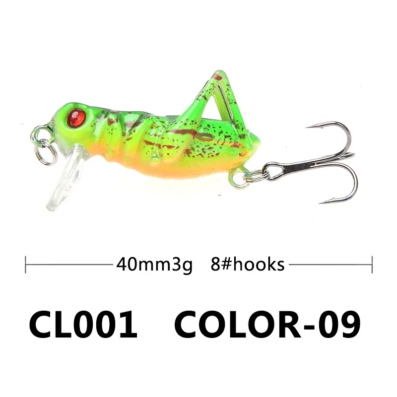 40mm 3g 10 colors floating Colorful Locust Lure Artificial Plastic Fishing Baits Lures Fishing tackle