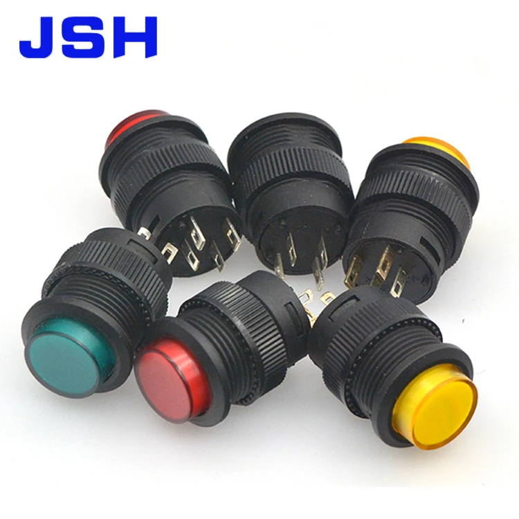 4PIN R16-503 Locking  N/O NO Switch Red Led 10A 12V Push Button