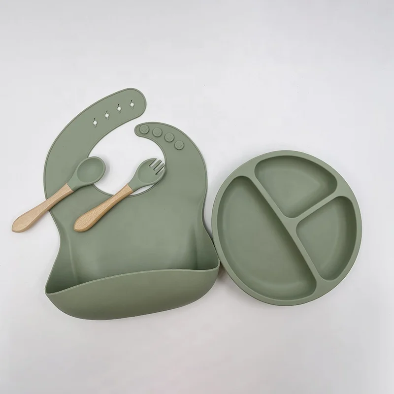 8 pcs baby cutlery wholesale silicon baby feeding set 2in 1 cup suction bowl dish tableware set waterproof