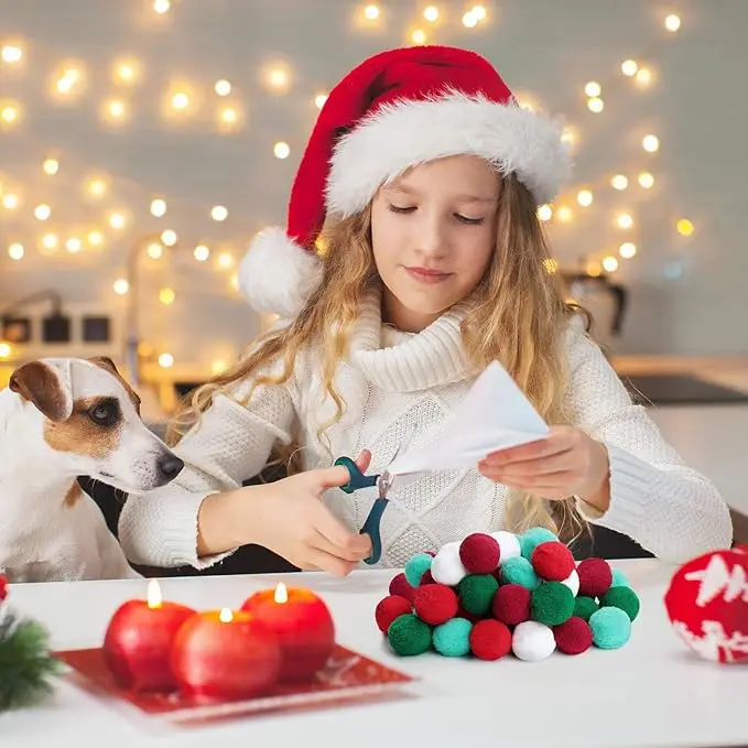 Colorful hairball string material bag  Christmas decoration magenta green and white mixed plush ball diy material pack