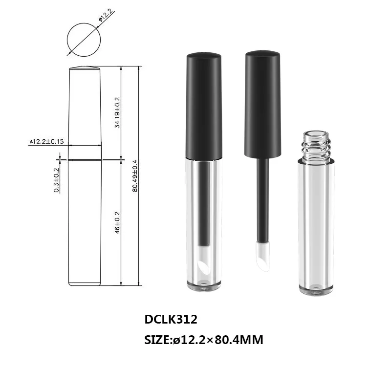 Cosmetics Lipstick Lip Gloss Hot Stamping Round Twist Up Cosmetic Package Tube Click Lip Gloss Pen Steel Roller Cosmetic Pen