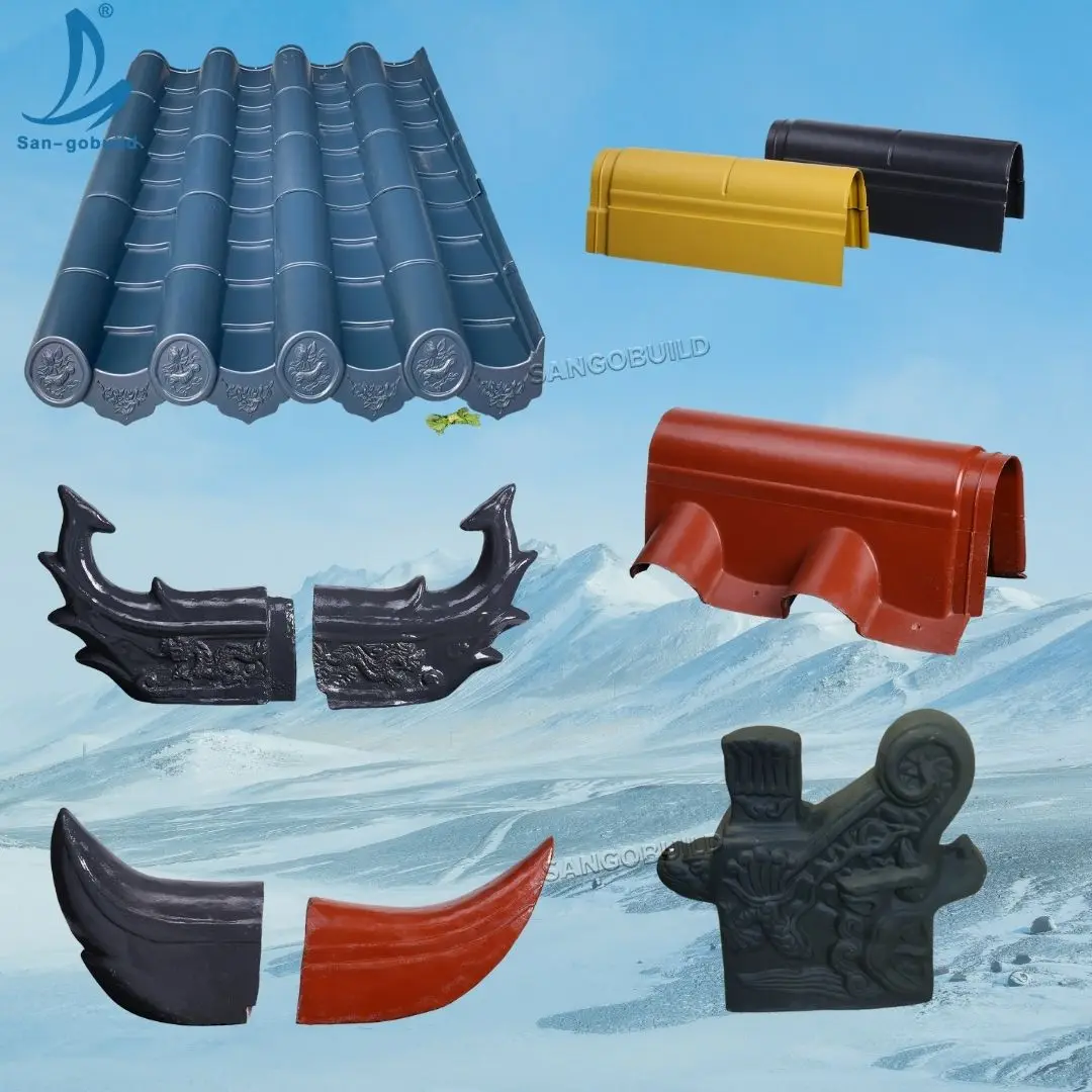 Chinese Style Tile Roofing Tiles Clay Style Building Material Polymer Composite Traditional Design Canopy Tile