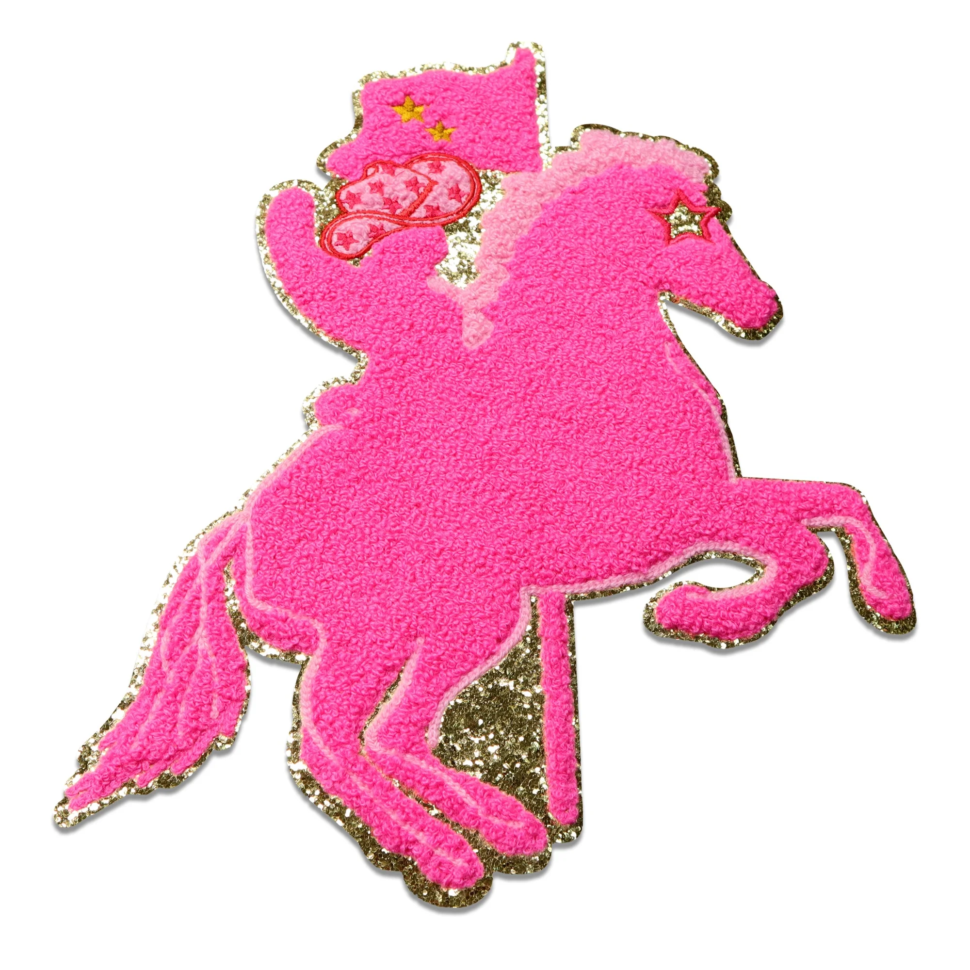 Wholesale Custom Glitter Patches Embroidered Large Logo Design Sew On Embroidery Chenille Patches Iron On
