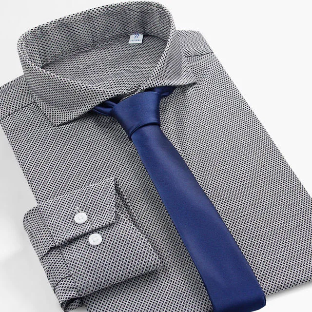 Быстросохнущие мужские рубашки из полиэстера с воротником-стойкой, мужские однотонные классические рубашки из спандекса с длинными рукавами на заказ