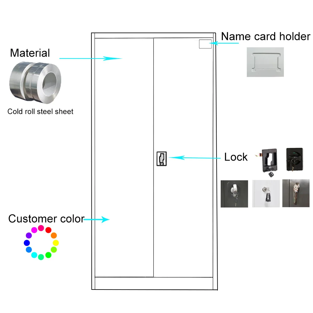 Металлический шкаф для хранения в гараже современный металлический документов офисные черные стальные шкафы с 2 дверями