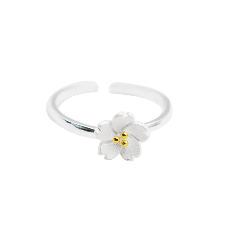 wholesale flower gold silver Plated ring for Women Fashion jewelry adjustable rings