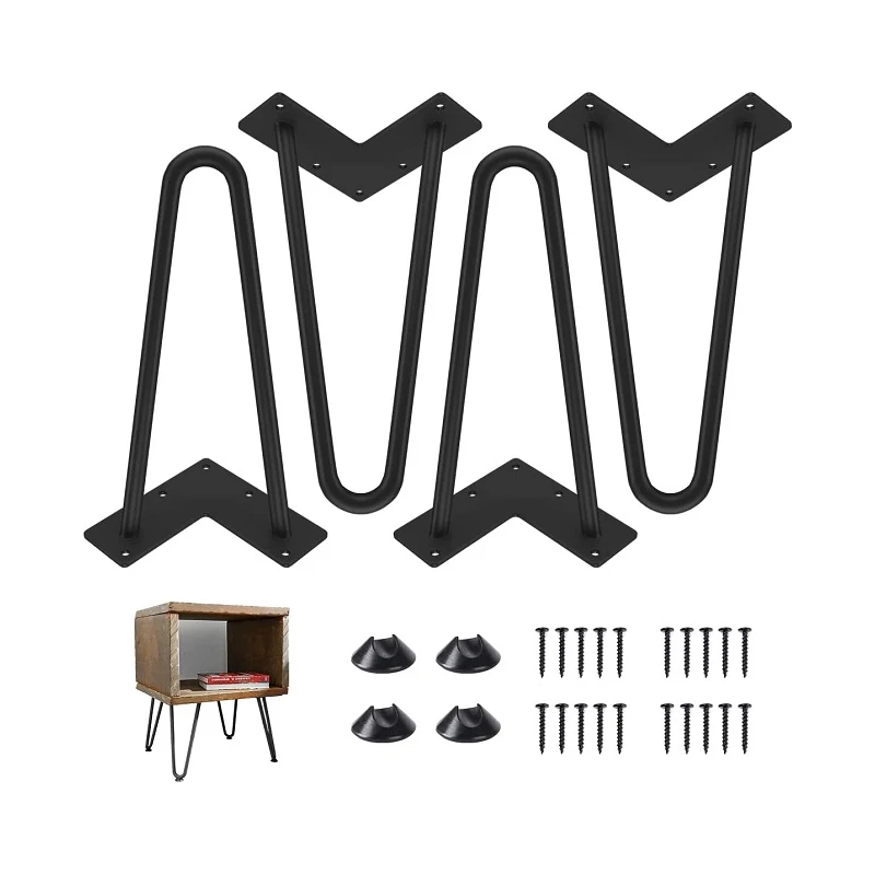 VT-02.012 Cheap DIY Furniture Metal Steel Hairpin Legs 2 Rod 24 Inch Black Hairpin Legs 28 Inch Hairpin Bar Table Legs 40 Inch