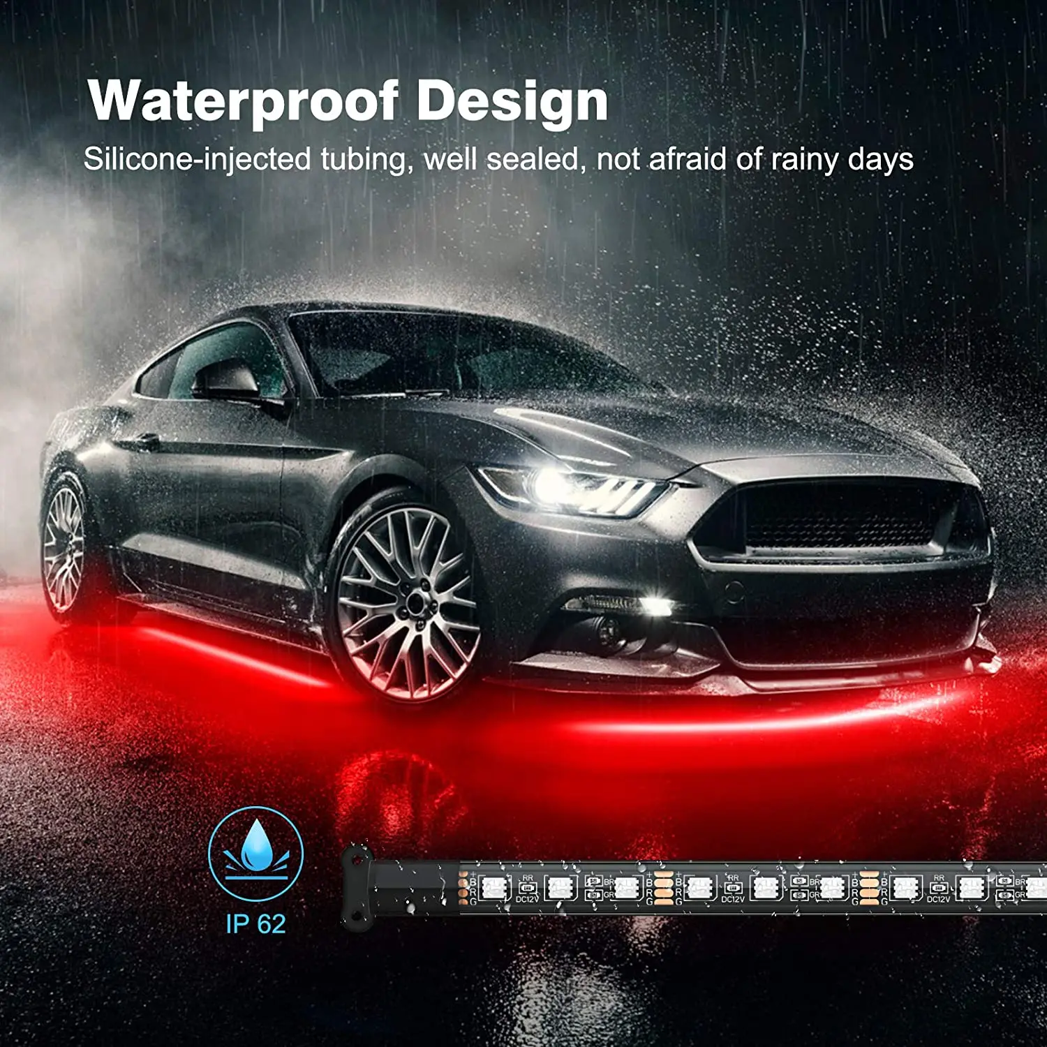 Car Underglow Neon Accent LED Strip Lights App Control RGB Auto Exterior Underbody Decorative Ambient Atmosphere Lamp