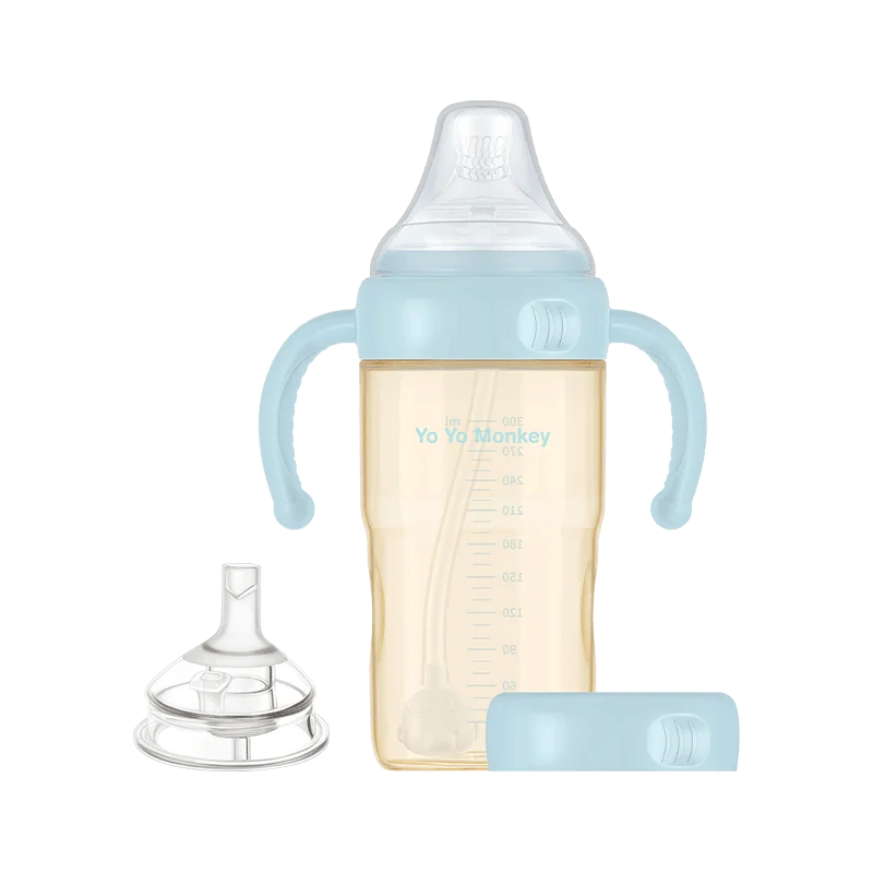 Оптовая Продажа с фабрики Бесплатная бутылка для кормления квадратным широким горлышком запасной крышкой и съемной ручкой картонная коробка 150 мл