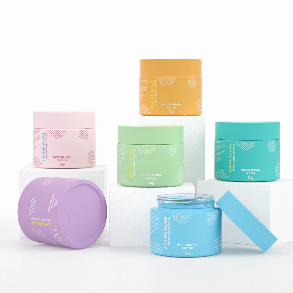 5g 10g 15g 20g 30g 50g 100g colorful round custom cosmetic glass container wide mouth glass luxury face cream jar