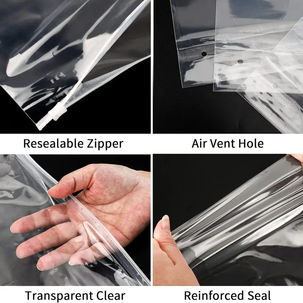 Frosted Transparent Plastic Bag with Air Hole through Zipper Dust-proof Waterproof Clothing Underwear Shoes Socks Fur Packaging