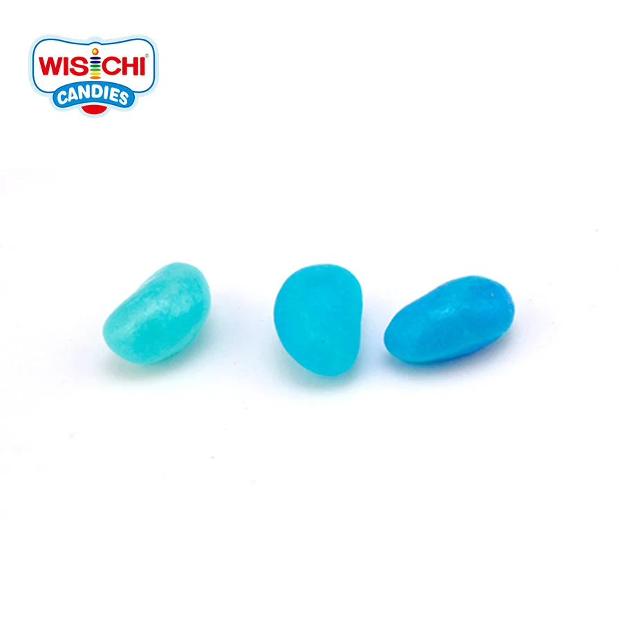 Free sample blue jelly bean artificial mint jelly bean halal gummy jelly candy cooling mint flavors delicious