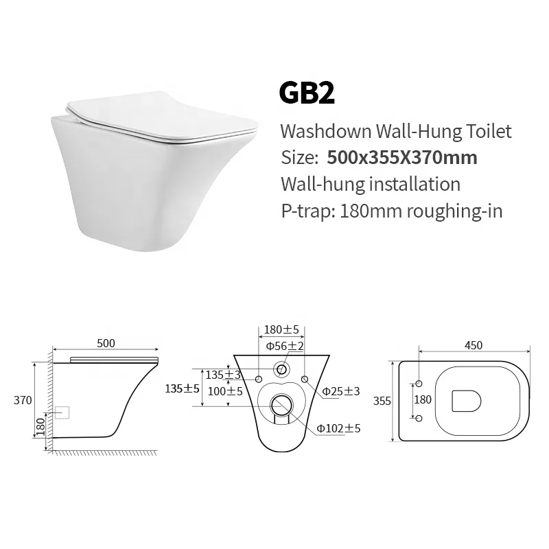 Hot-selling Modern Design Rimless Wash Down Egg Shape Wall Hung Toilet