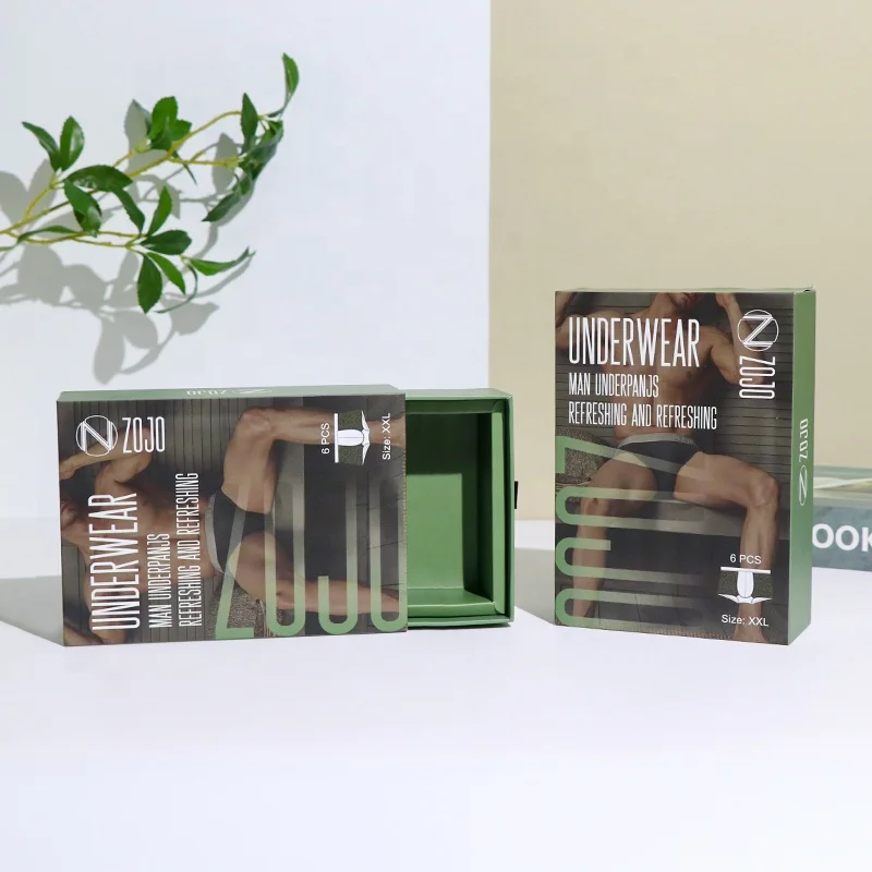 Wholesale Custom Logo Printing Shorts Pants Shorts Briefs Coat Drawer Paper Packaging Soft Cotton Underwear Box for man