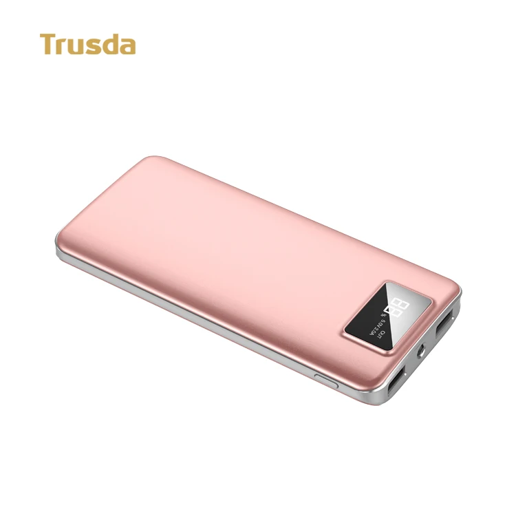
Trusda K2 portable charger 10000mah power bank mini slim with LED display for android and iPhone mobiles charging 
