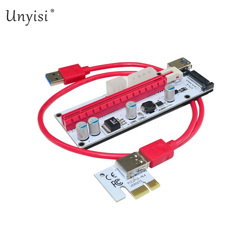 
 Высококачественная графическая карта расширения 008S PCI-E 1x до 16x для майнинга биткоинов.  