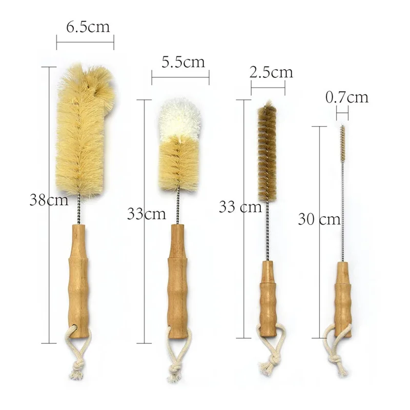 2022 Customization Cylindric Eco Friendly Stainless Steel Sisal Hog Bristle Long Straw Cleaning Brush