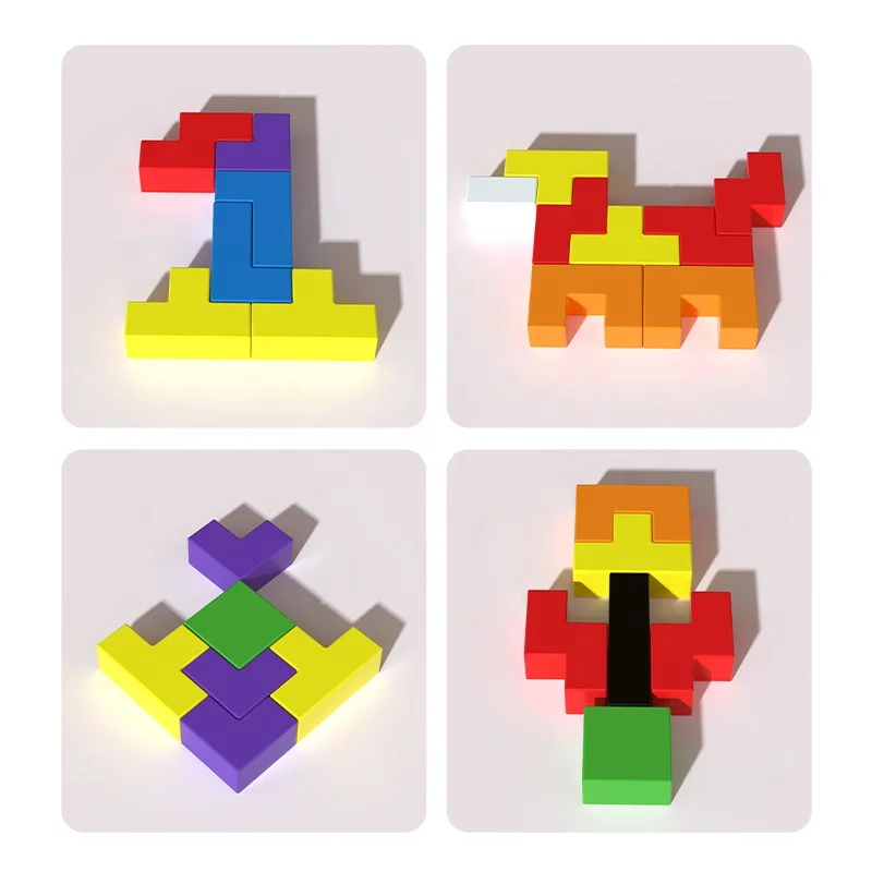 Wholesale Children Shape Matching Block Puzzle Toy Wooden Geometric Stacking Block Set Game