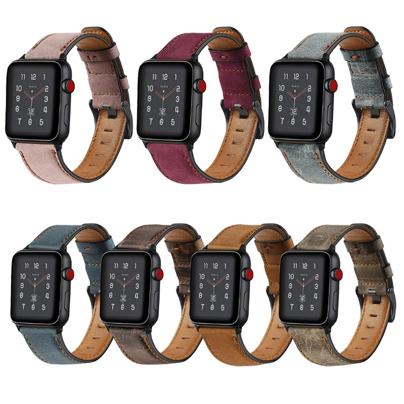 
 Ремешок для Apple watch SE, браслет из воловьей кожи в ретро стиле для iWatch 38 мм 42 мм 44 мм 40 мм, Apple watch series 6 4 3 2  