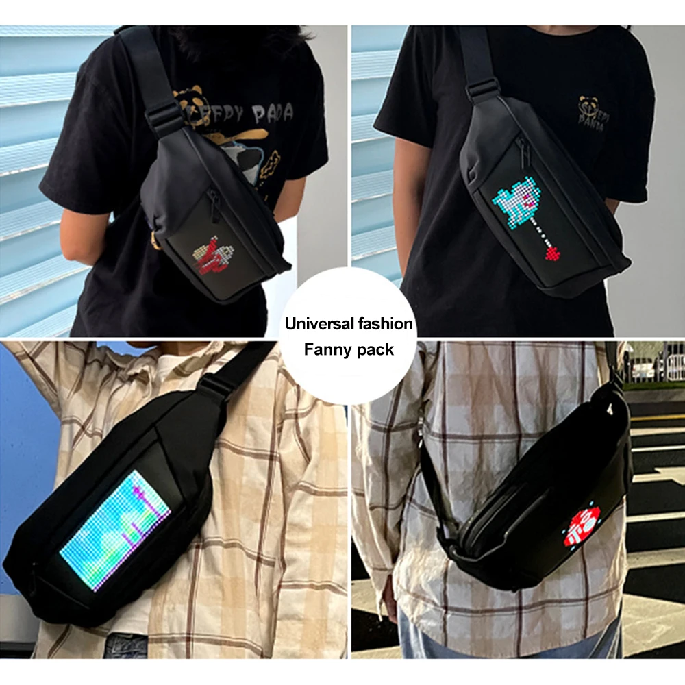 Mobile App Control Led Sports Bag Promotion Led Backpack Dynamic Full Color Led Screen Display 3D Backpack Smart Pixel Chest Bag