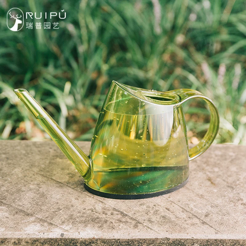 RUIPU 1200ml PS Resin Long Spout Plastic Garden Watering Pot Coloured Glaze Transparent Sprinkling Kettle