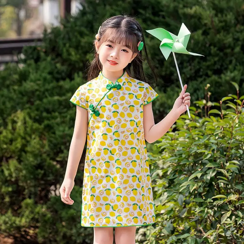 New fashion style chinese traditional cheongsam baby cloth dress girl summer skirt clothes for kids girls dress
