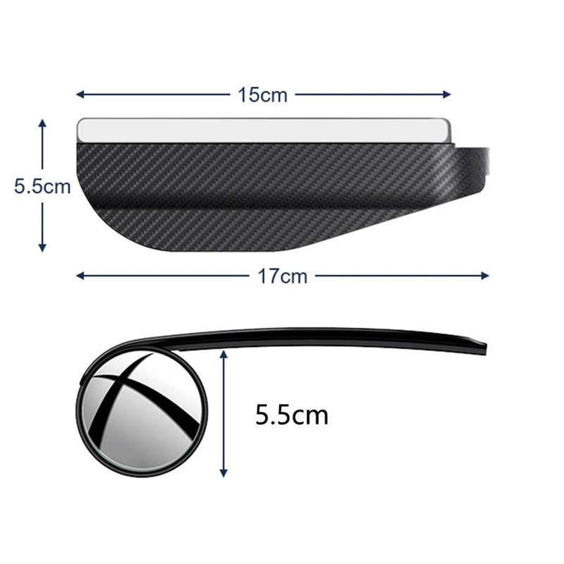 2pcs Carbon Fiber Car Rearview Rain Eyebrow Blind Spot Mirror Small Round Mirror Wide Angle Hd Car Mirror Interior Accessories
