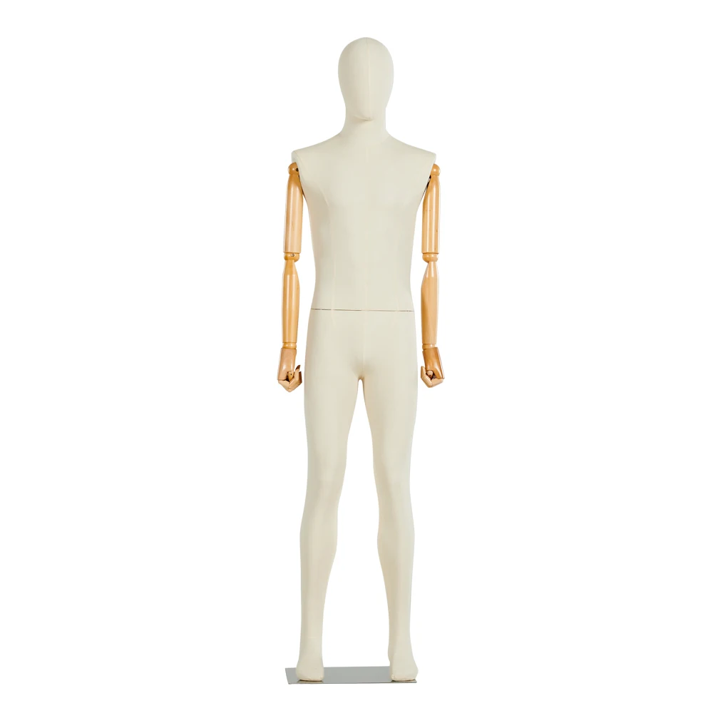 Factory Wholesale Full-body Life Size Male Dress Form Mannequin With Wooden Arms