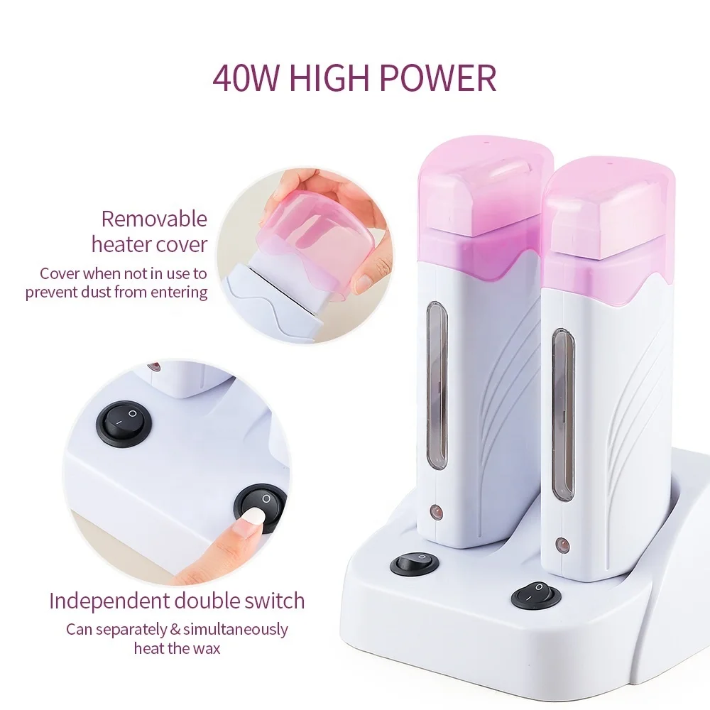 Wholesale Hot Style Portable Double Depilatory Roll on Wax Warmer Heater for Women Men Hair Leg Armpit Bikini Hair Removal
