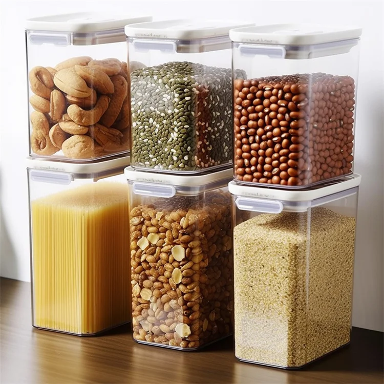 Kitchen Pantry Organization Transparent Airtight Food Storage Box & Bins Freshness Preservation Plastic Jar Container Pot