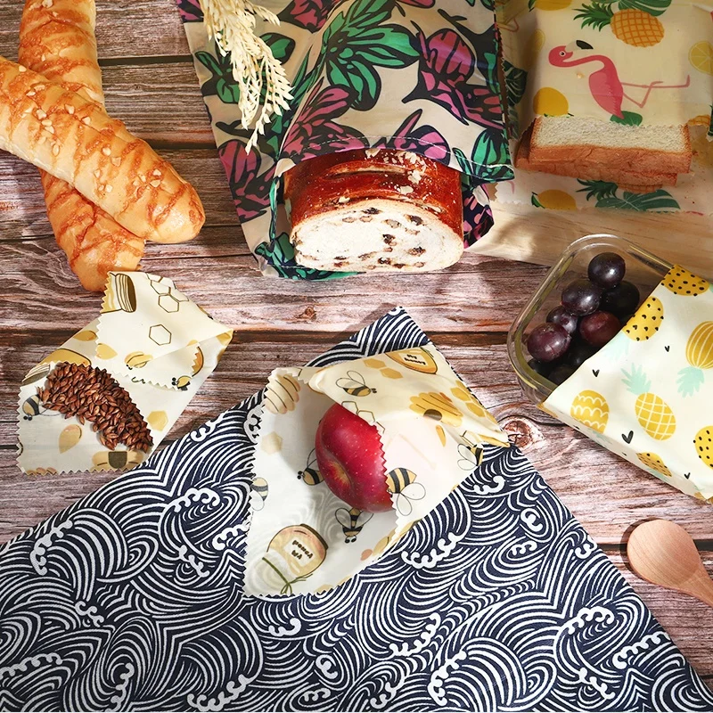 LFGB sustainable Biodegradable eco friendly reusable beeswax food storage wraps