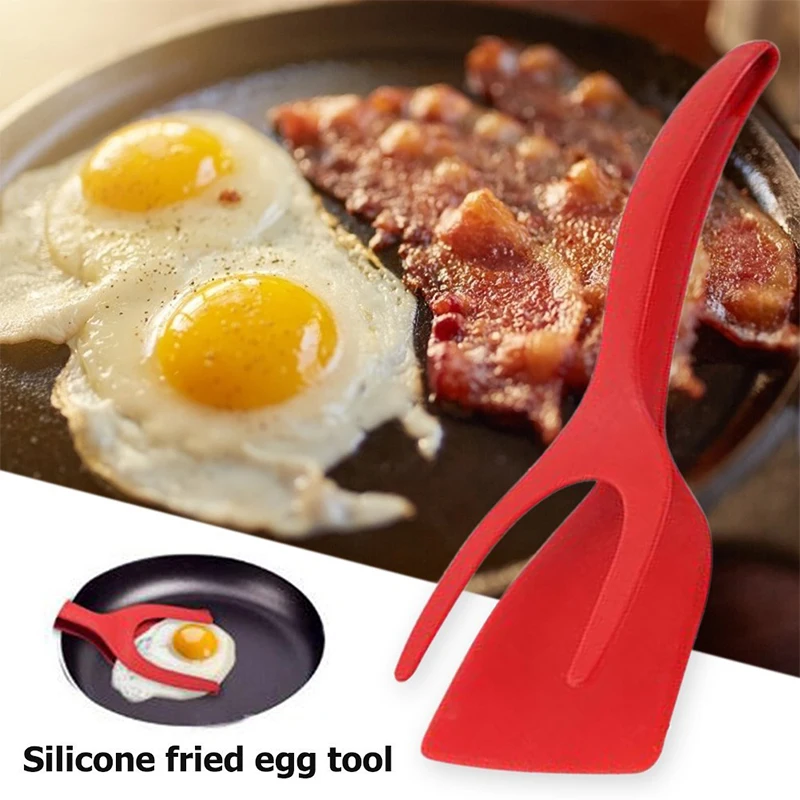 2 in 1 Nylon Utensil Grip and Flip Tongs Cooking Spatula For Steak Pancake Egg Frying Turner Kitchen Spatula