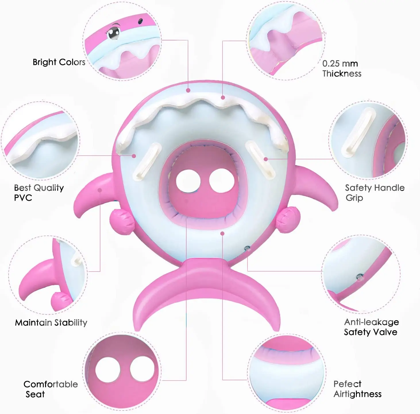 6-36 months baby Float Pool Baby float inflatable Pondershark Baby pool swim ring