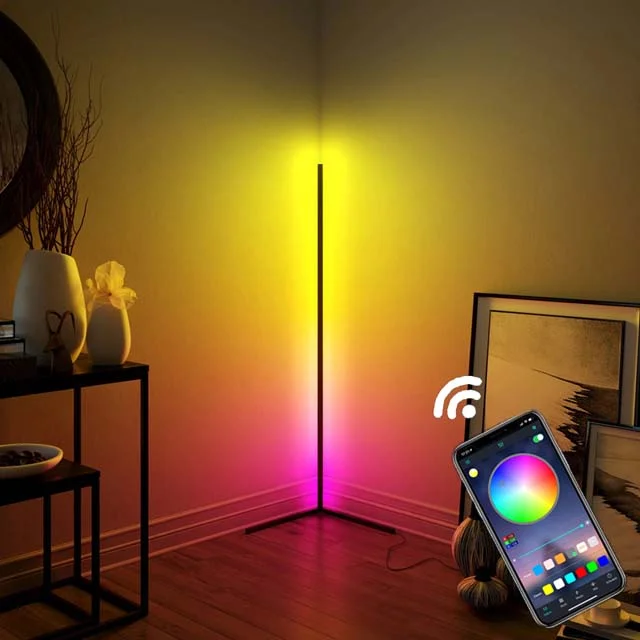  Современная комнатная напольная светодиодная угловая лампа RGB с дистанционным управлением и вертикальным изменением