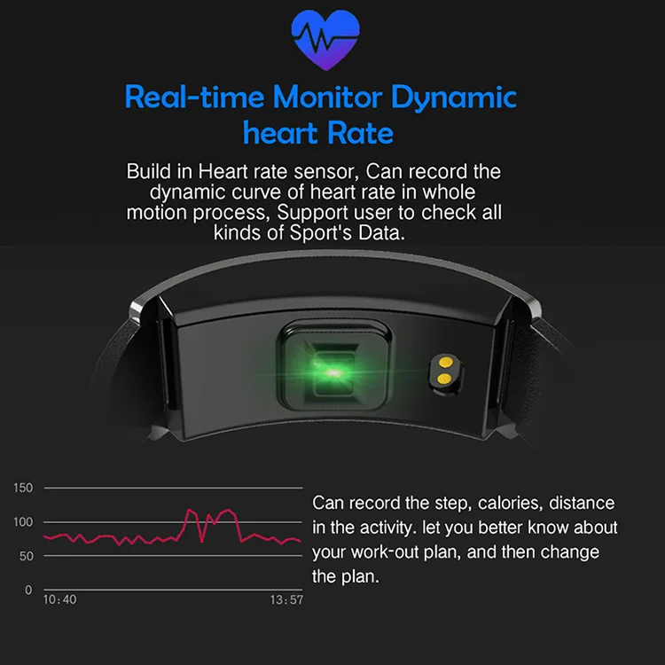 CK11C Smart Band Blood Pressure Heart Rate Monitor Wrist Watch Intelligent Bracelet Fitness Bracelet Tracker Pedometer Wristband