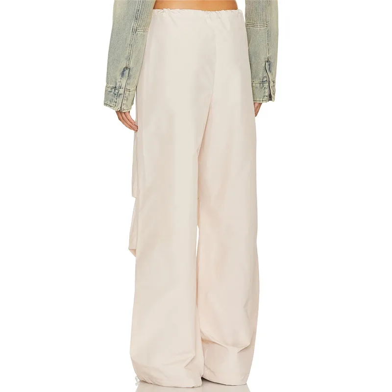 New Arrival Fashion High Quality Customized Baggy Fit Drawstring Low Waist Women Nylon Parachute Pants