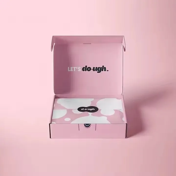 Wholesale custom logo bakery packaging food grade pink paper mochi donut packaging cookie dough delivery cookie boxes with bags