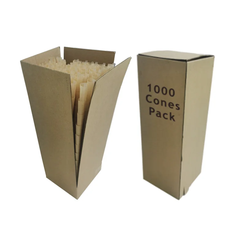 Custom Size Natural  Brown Unbleached Unrefined Fibers Organic Pro Rolled Cones Cigarette Hemp Smoking Rolling Paper With Tips