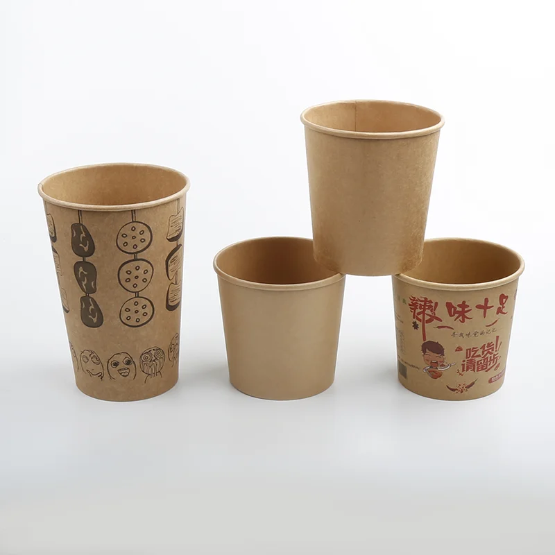 Customized Paper soup barrels with paper lids paper soup bowl disposable Kraft soup cup