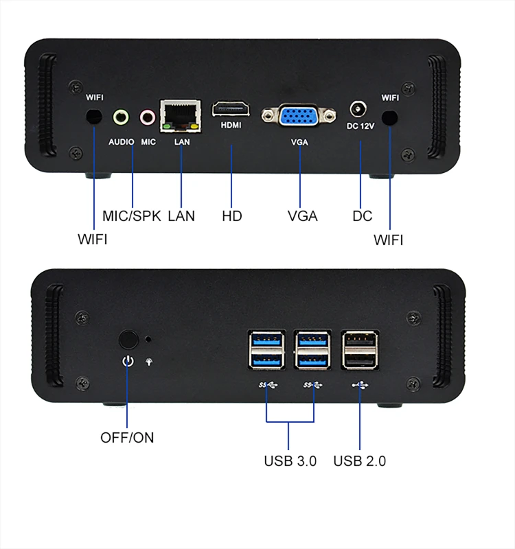 Sharerdp Core I3 I5 I7 10th 12V 5A 8GB RAM 2 Lan Wall Mount Linux Embedded Mini Share Comput Mini PC Fanless For Business