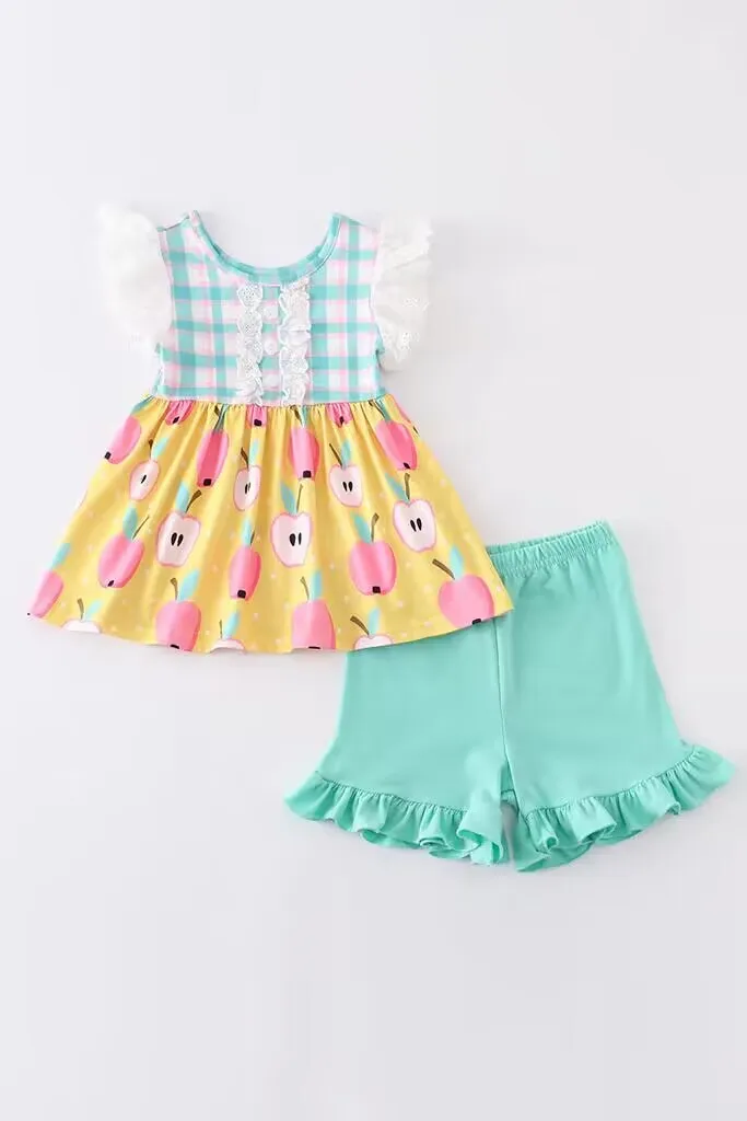 Wholesale Children Clothing Flower Pattern Design O-neck Best Selling Products Girl Outfits