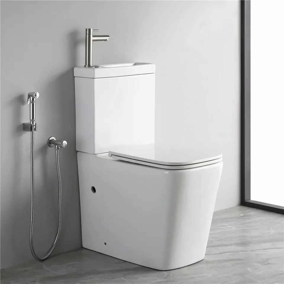 2 in 1 water saving commode ceramic toilet bowl and hand wash basin combination combo wc toilet set with built in sink