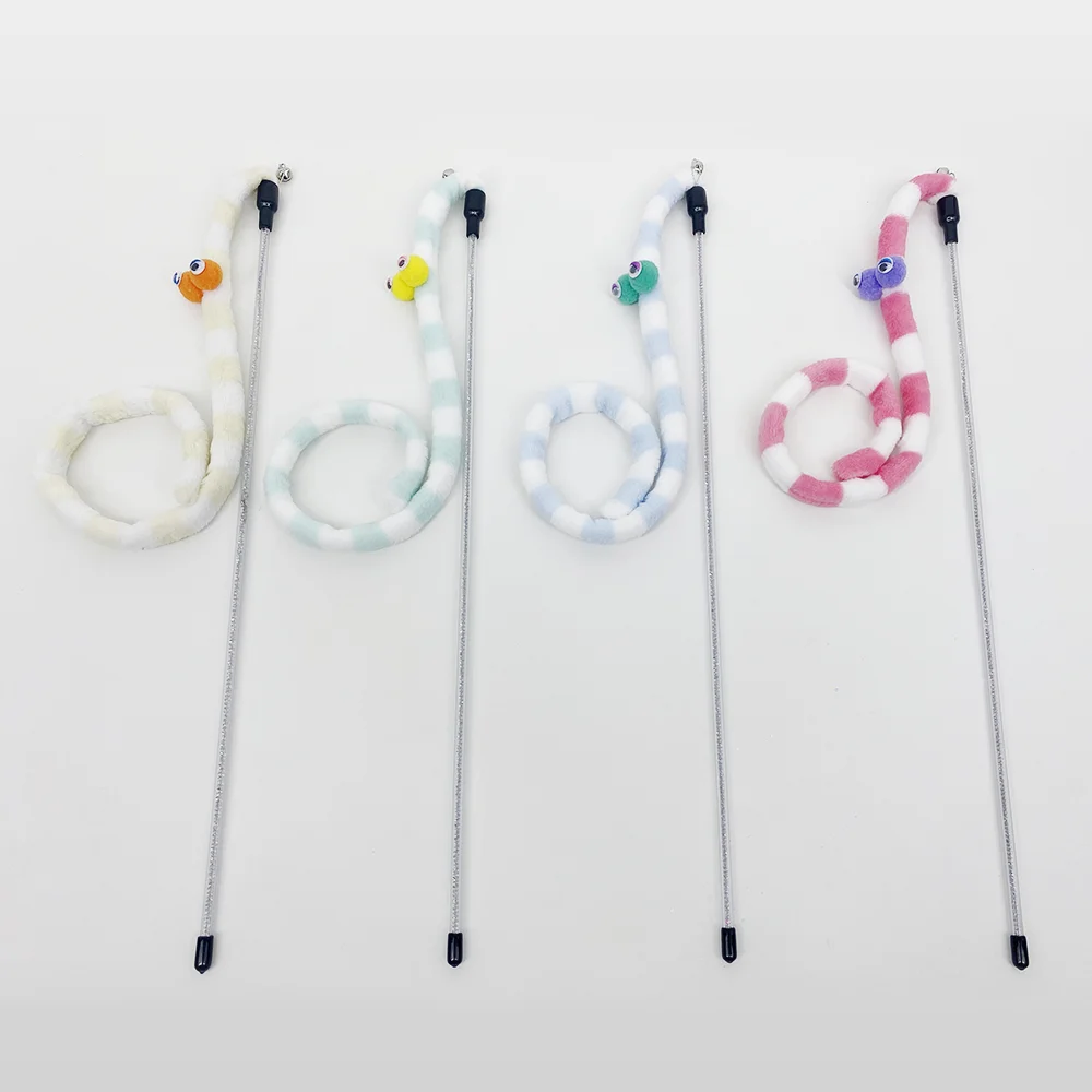 Big Eyes Interactive Cat Toy Plush Funny Kitten Cat Wand Stick With Fluff With Bells