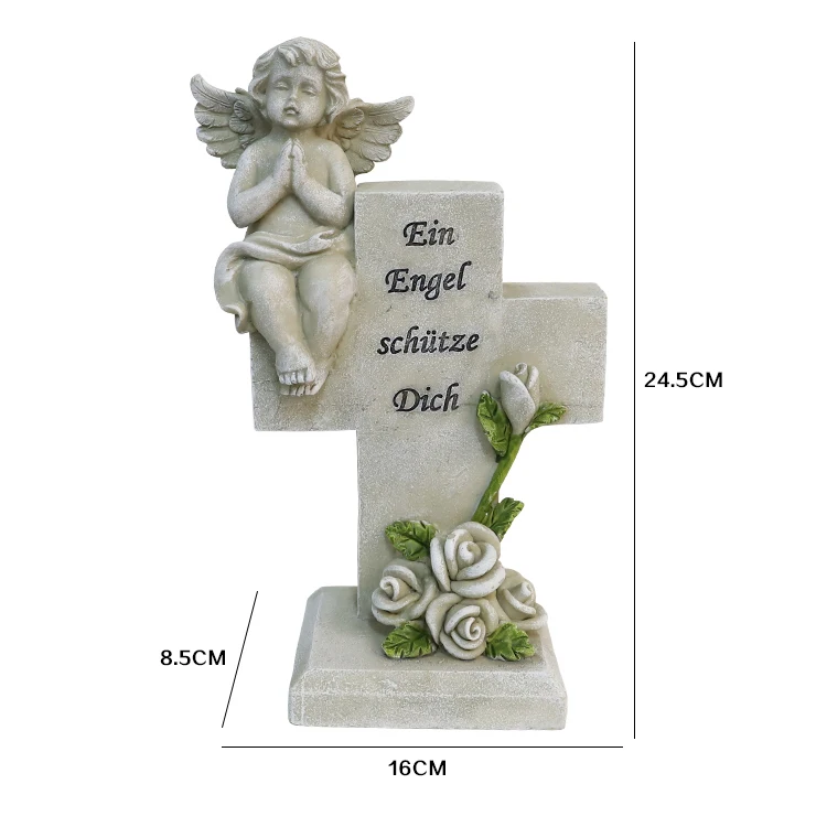 Garden Memorial Stone Angel Cold Cast Resin Graveyard Remembrance Decoration Outdoor Sculpture and Engraved Design Sympathy Gift