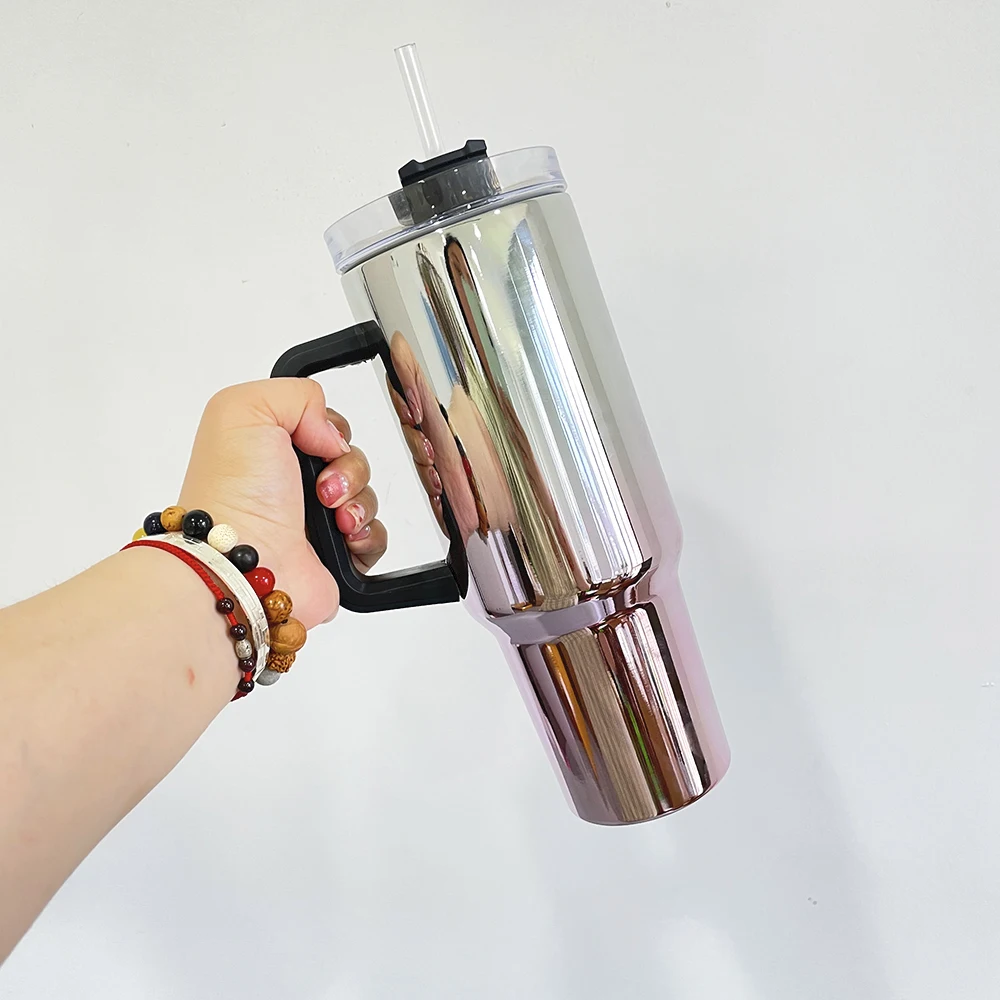 Wholesale bulk Stainless Steel Vacuum Insulated Travel Coffee Mug 40oz magic mirror stainless steel water bottle with Handle