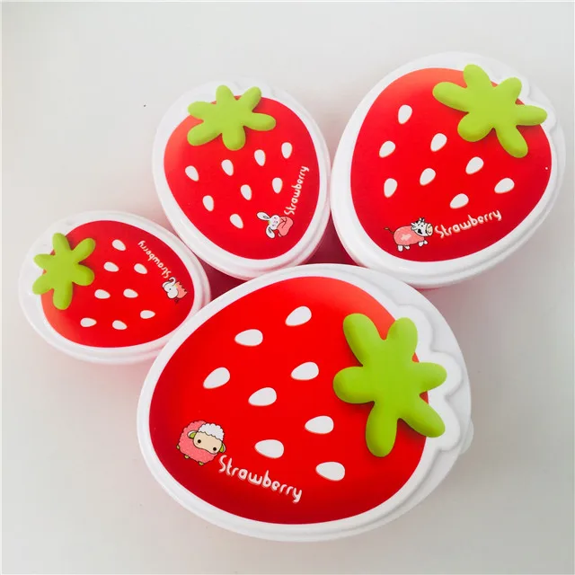 New Arrival Cartoon Food Fruit Snack Candy Storage Container Sets For Kids 4 in 1 sets Strawberry lunch box