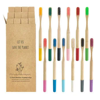Free Sample Custom Wholesale Natural Biodegradable Travel Soft Bambu Tooth Brush Adult and kid Bamboo Charcoal Toothbrush